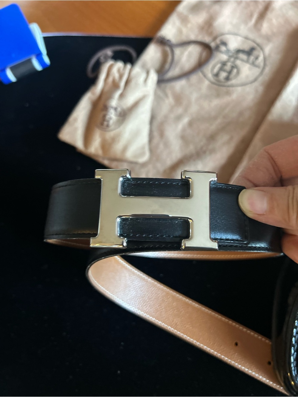Hermès Women’s Leather Belt with Silver H Buckle – Unworn